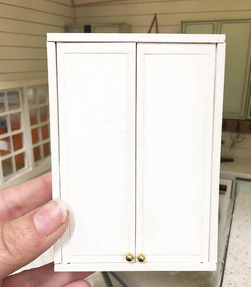 1:12 Scale | Miniature Farmhouse Double Door Opening Wall Cupboard White