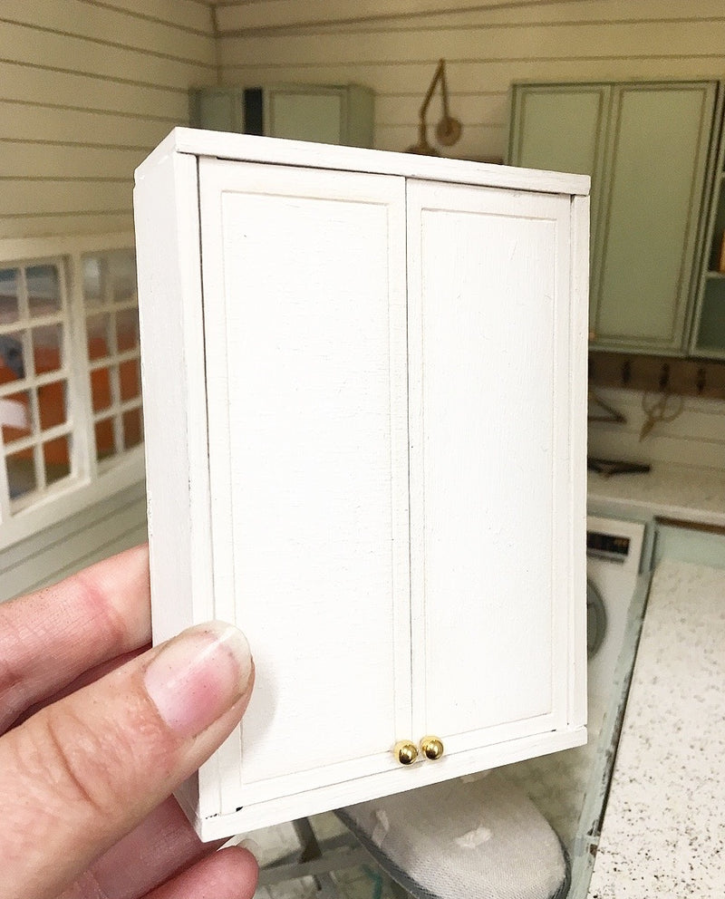1:12 Scale | Miniature Farmhouse Double Door Opening Wall Cupboard White