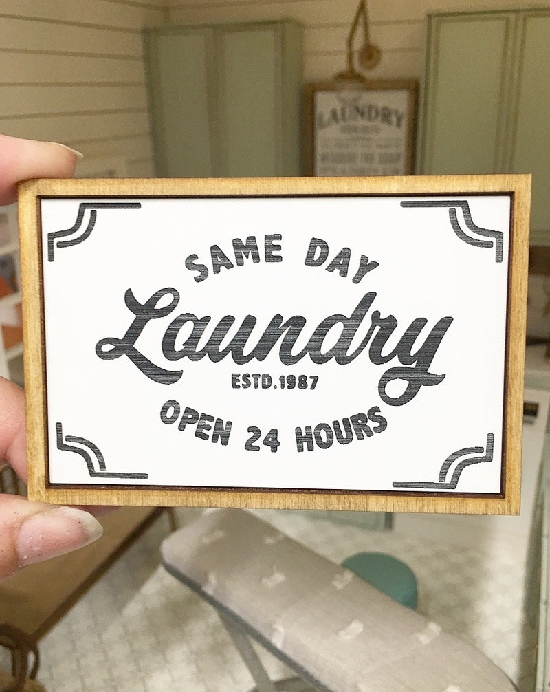 1:12 Scale | Miniature Farmhouse Same Day Laundry Sign