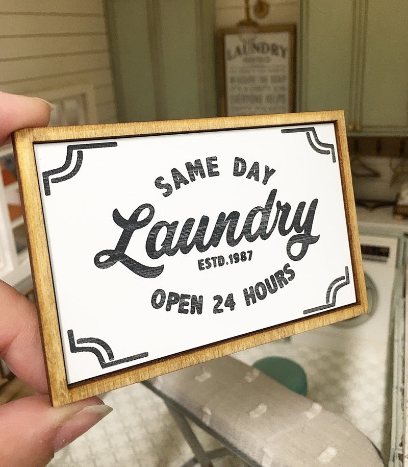 1:12 Scale | Miniature Farmhouse Same Day Laundry Sign