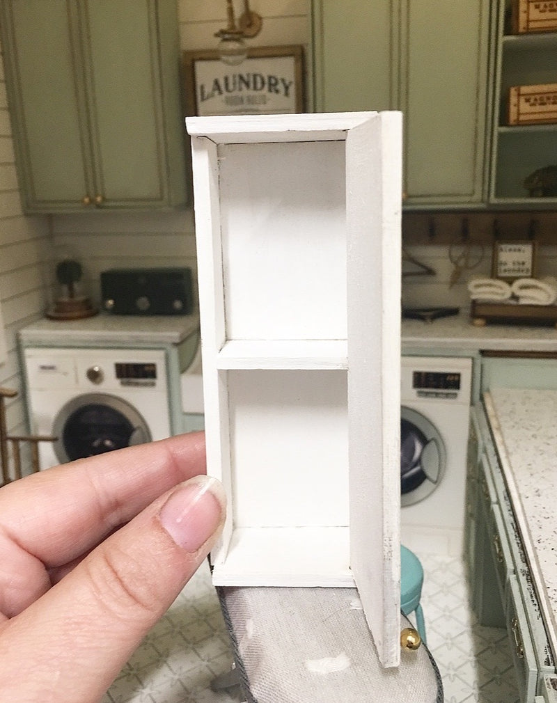 1:12 Scale | Miniature Farmhouse Single Door Opening Wall Cupboard White Left