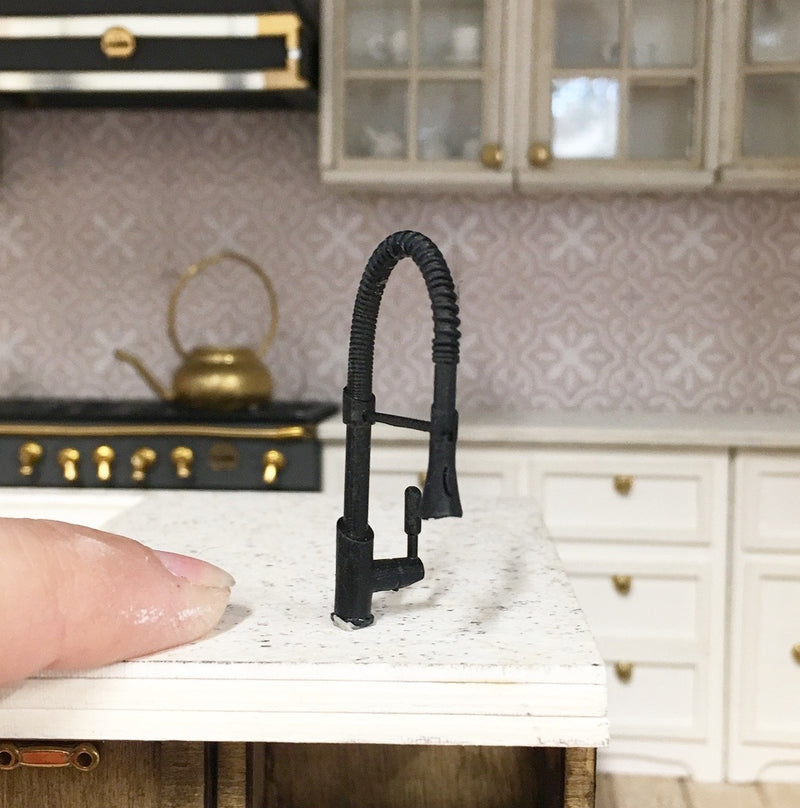 1:12 Scale | Miniature Farmhouse Wire Faucet Black