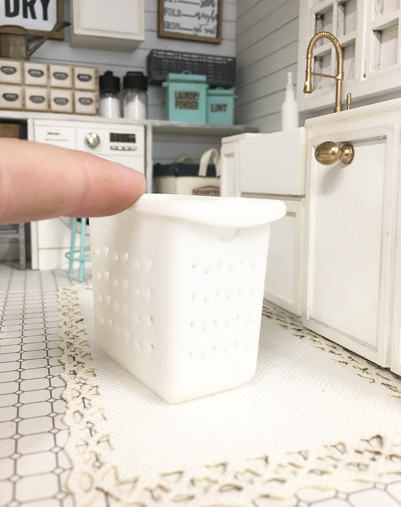 1:12 Scale | Miniature Farmhouse White Large Laundry Basket