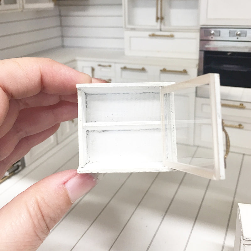 1:12 Scale | Miniature Farmhouse Kitchen Upper Cabinet Glass Pane 40mm Left Opening