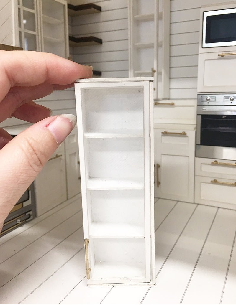 1:12 Scale | Miniature Farmhouse Kitchen Upper Cabinet Large Glass Pane 4x12cm Left Opening
