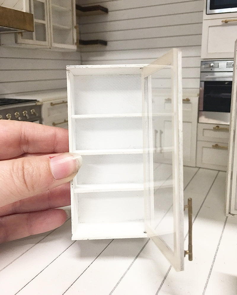 1:12 Scale | Miniature Farmhouse Kitchen Upper Cabinet Medium Glass Pane 4.5cm Right Opening