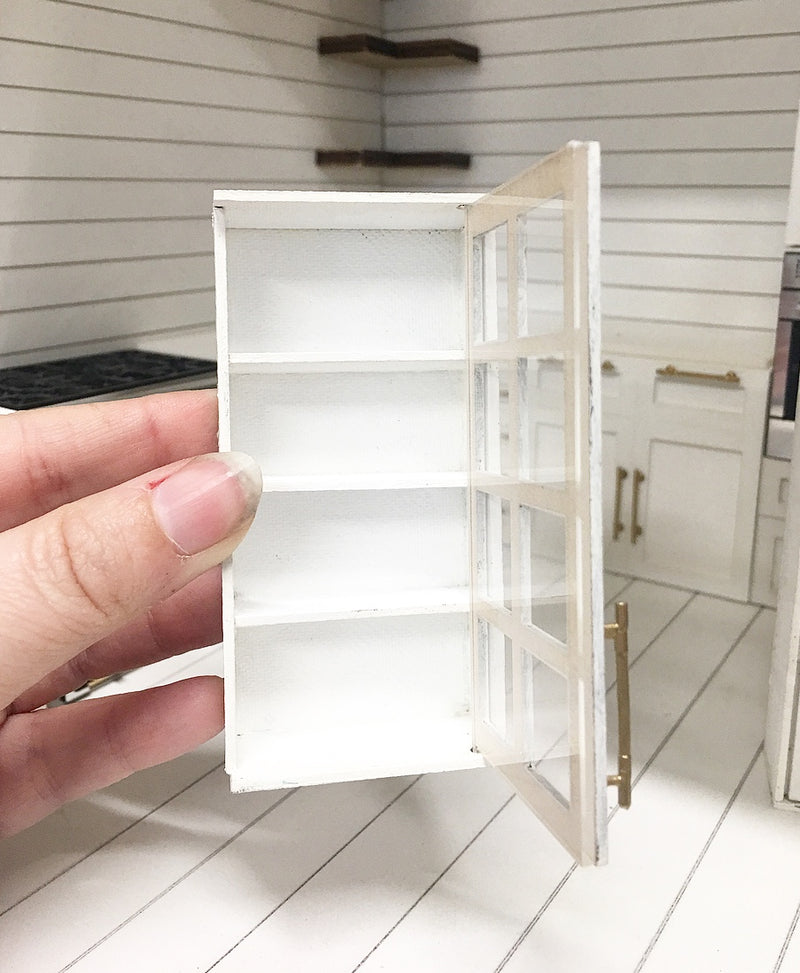 1:12 Scale | Miniature Farmhouse Kitchen Upper Cabinet Medium Pane 4.5cm Left Opening