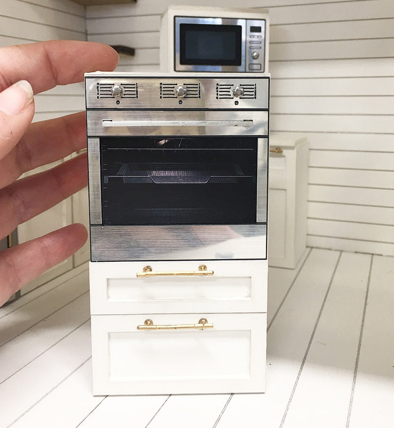 1:12 Scale | Miniature Farmhouse Kitchen Tall Cabinet with Inbuilt Oven