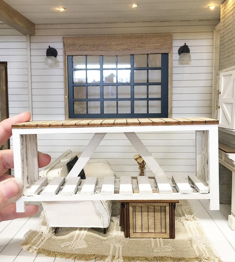 1:12 Scale | Miniature Farmhouse Console Table White