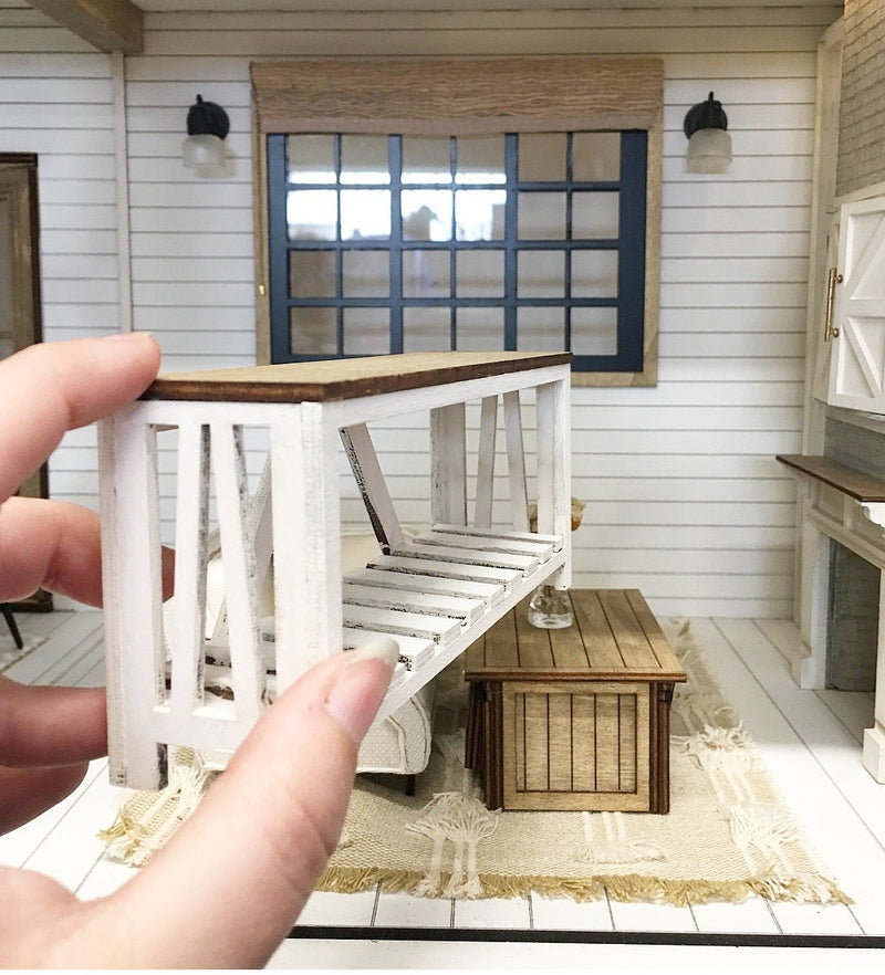 1:12 Scale | Miniature Farmhouse Console Table White