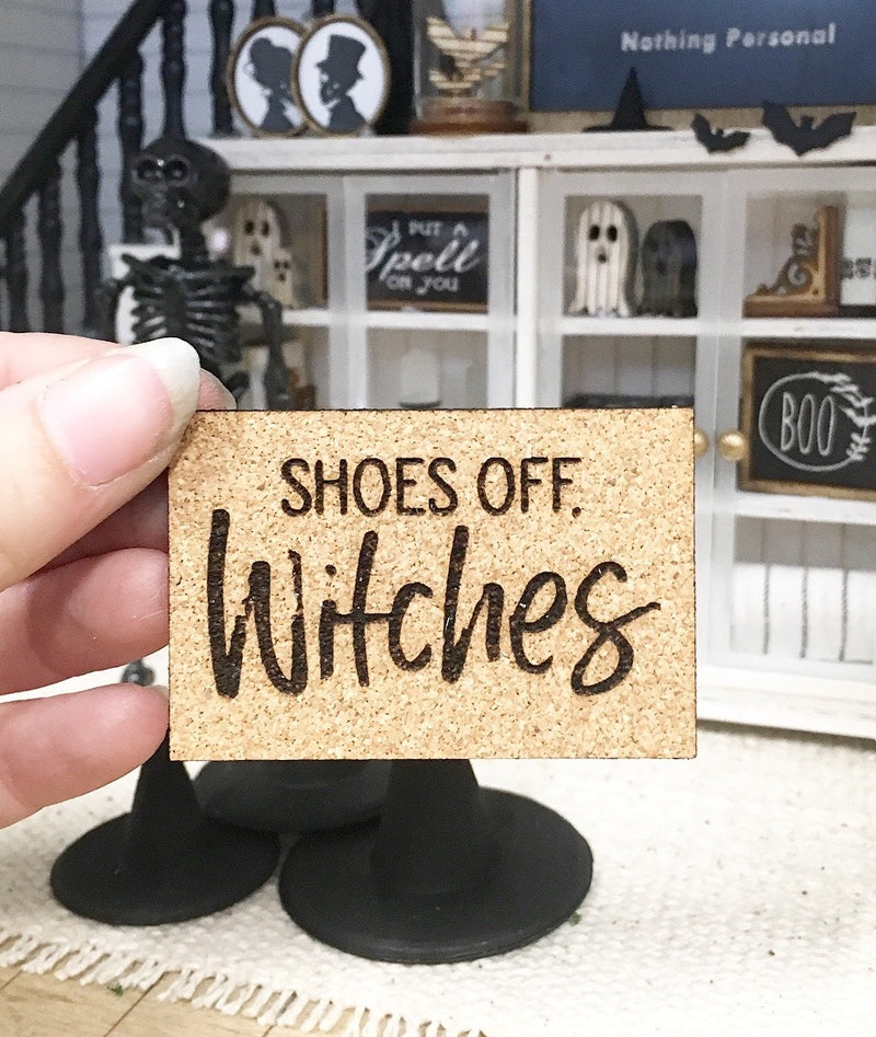 1:12 Scale | Miniature Farmhouse Shoes Off Witches Doormat