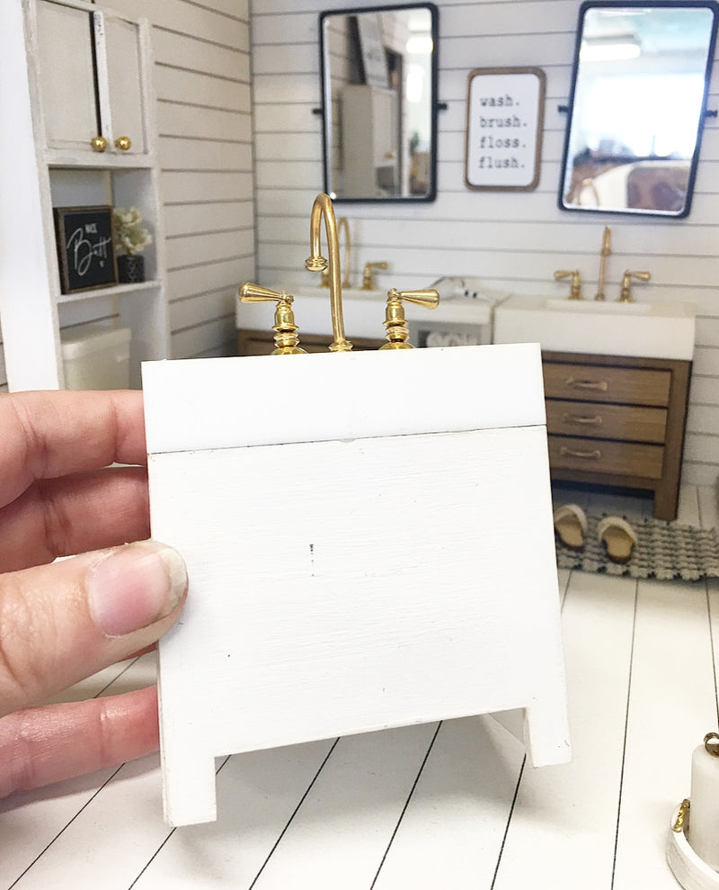 1:12 Scale | Miniature Farmhouse Cross Single Vanity White