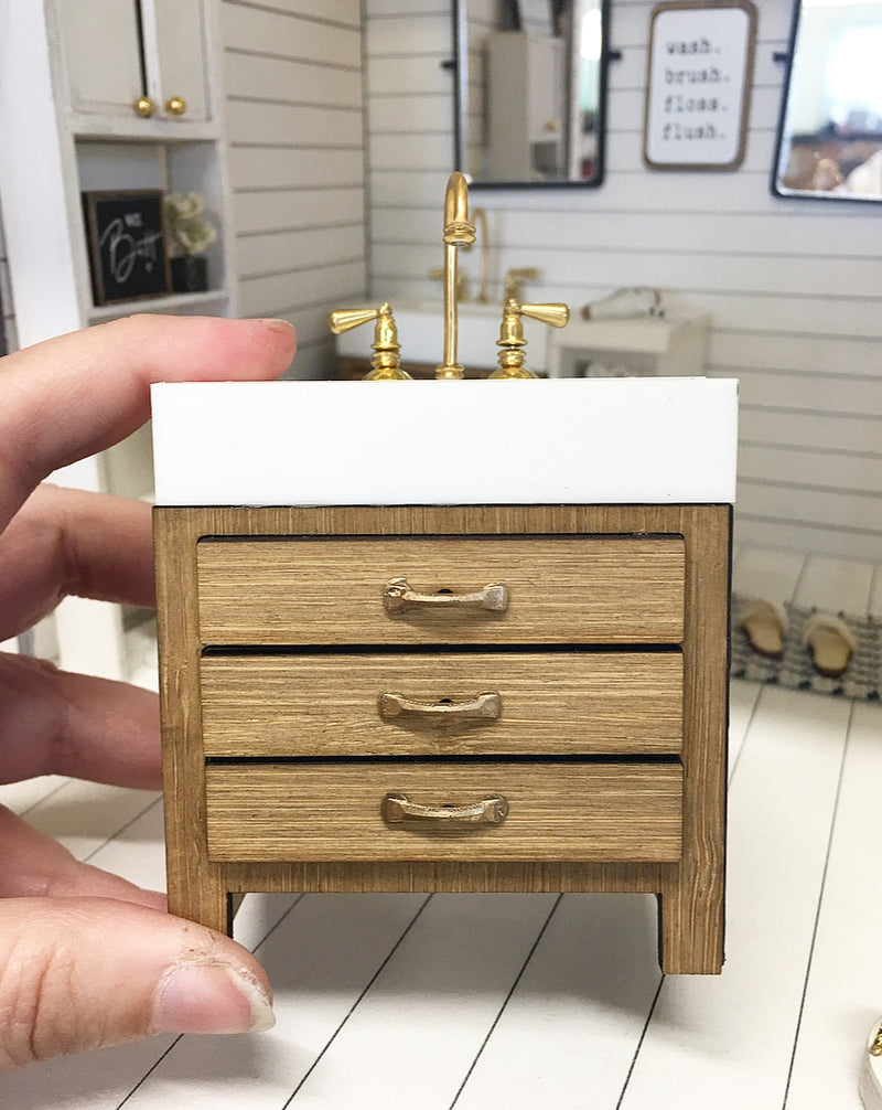 1:12 Scale | Miniature Farmhouse Cross Vanity Wooden