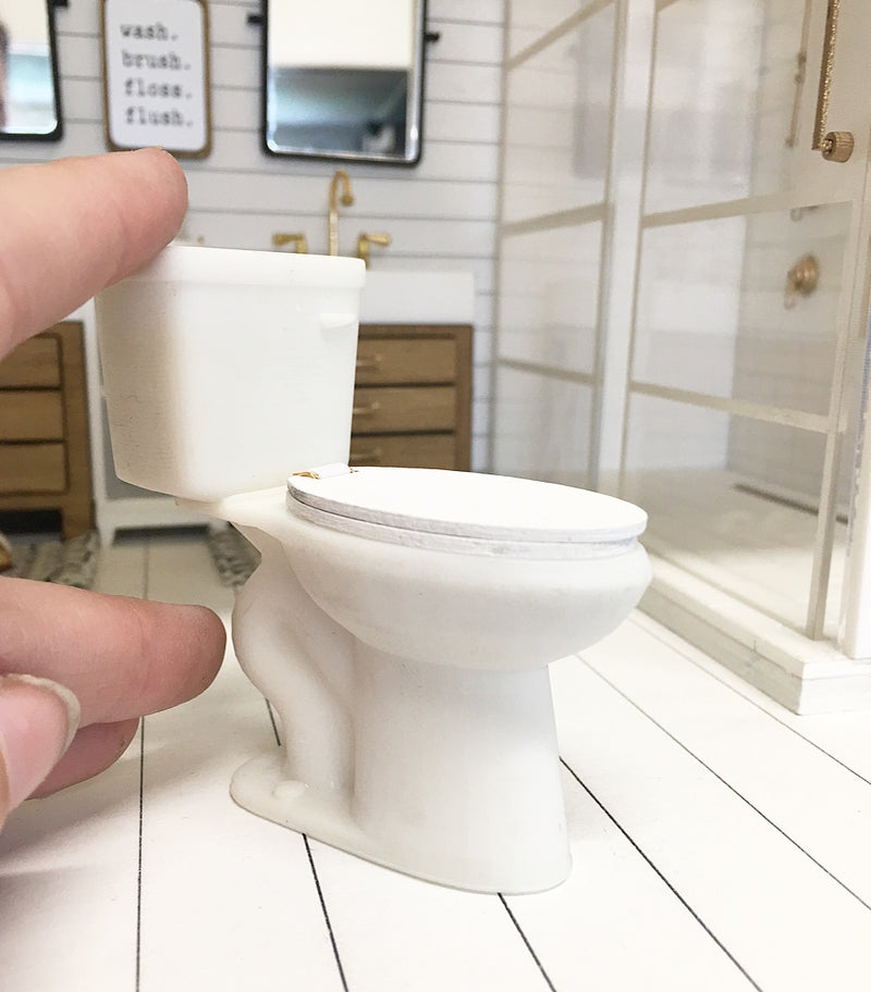 1:12 Scale | Miniature Farmhouse Toilet White with White Seat