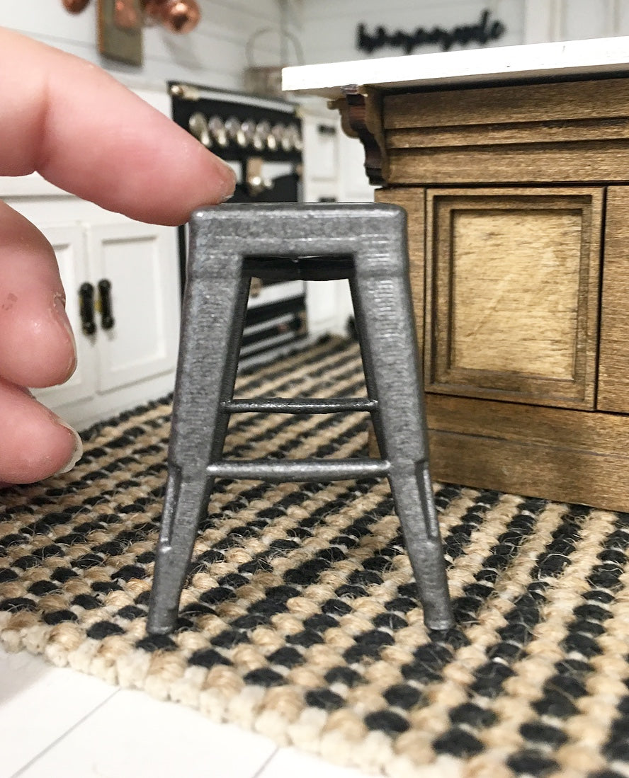 1:12 | Miniature Farmhouse Industrial Stool Dark Metal 1PC ...