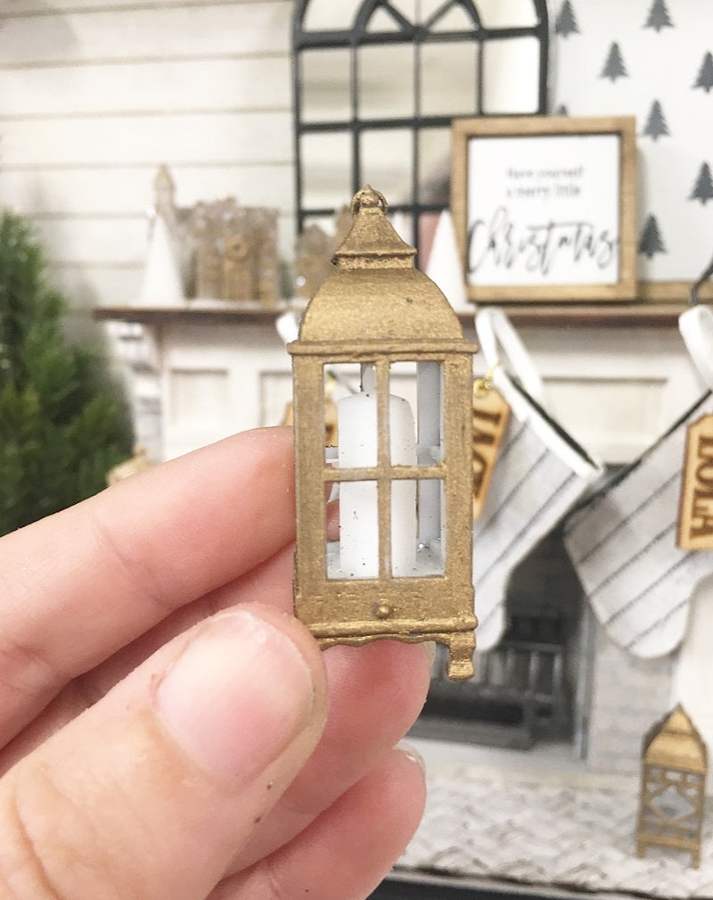 Miniature 1:12 | Miniature Farmhouse Christmas Antique Brass Large Lantern