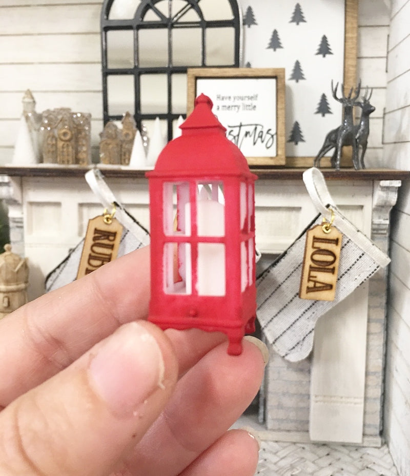 Miniature 1:12 | Miniature Farmhouse Christmas Red Large Lantern
