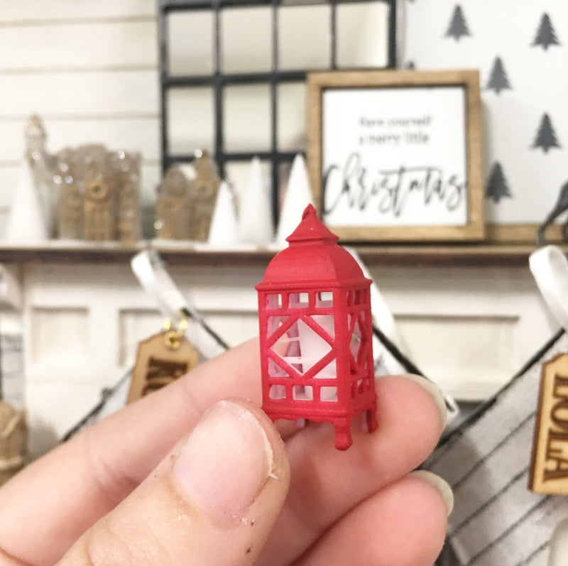 Miniature 1:12 | Miniature Farmhouse Christmas Red Small Lantern