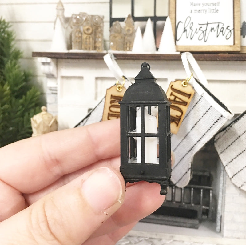 Miniature 1:12 | Miniature Farmhouse Christmas Black Large Lantern