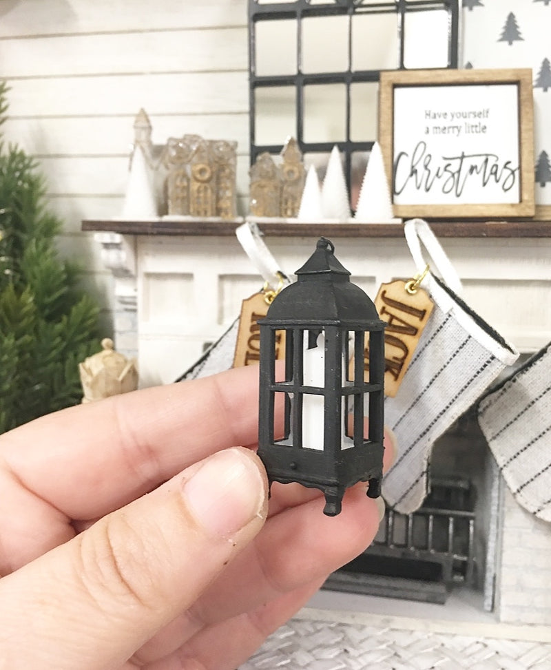 Miniature 1:12 | Miniature Farmhouse Christmas Black Small Lantern