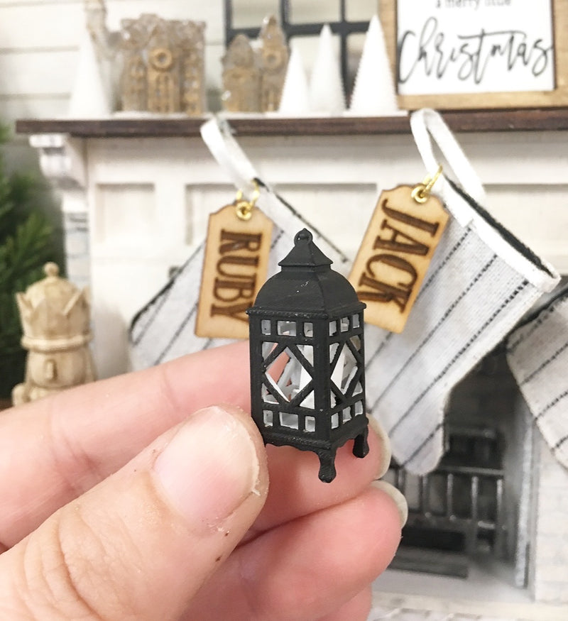Miniature 1:12 | Miniature Farmhouse Christmas Black Small Lantern