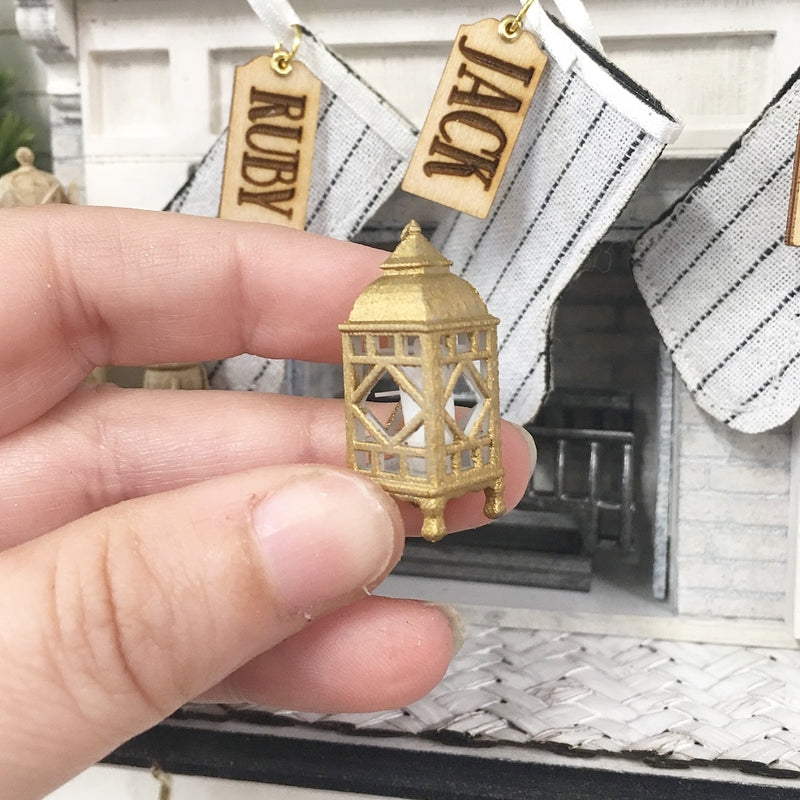 Miniature 1:12 | Miniature Farmhouse Christmas Antique Gold Small Lantern