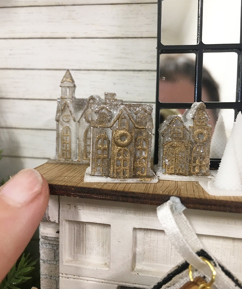 Miniature 1:12 | Miniature Farmhouse Christmas Glitter Houses Set of 3