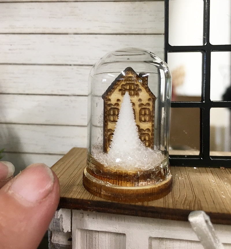 Miniature Dollhouse 1:12 | Miniature Farmhouse Christmas Snow dome Tree