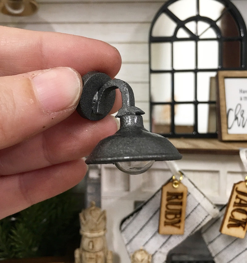 Miniature Dollhouse 1:12 Scale | Farmhouse Dark Silver Dome Light