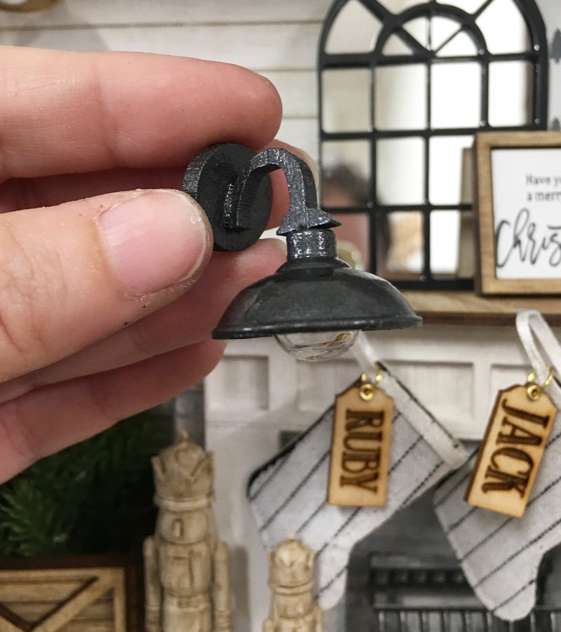 Miniature Dollhouse 1:12 Scale | Farmhouse Metallic Black Dome Light