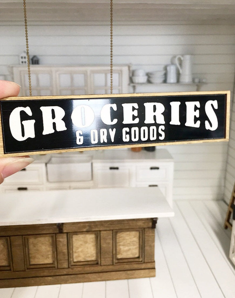 Miniature Farmhouse Wooden Frame Sign | Groceries & Dry Goods
