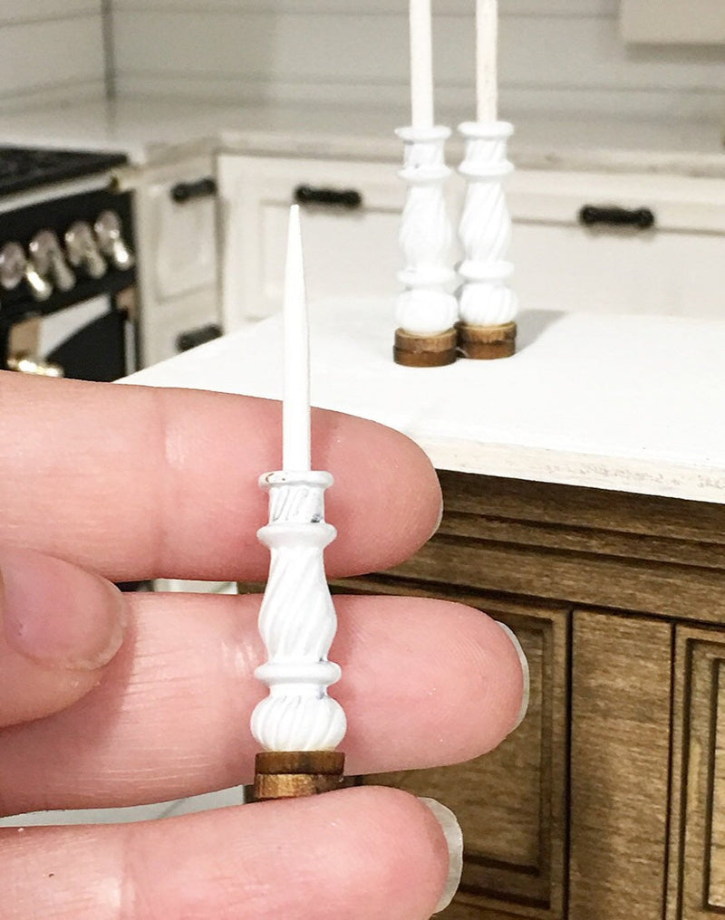 Pastel White Miniature Candlestick Set 3PC