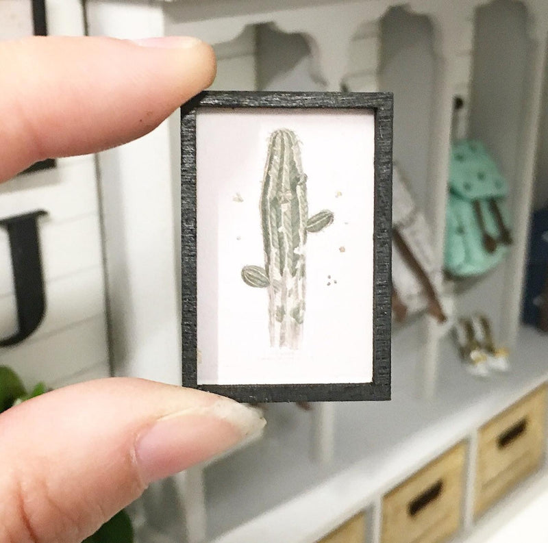 Miniature farmhouse black frame cactus frame print