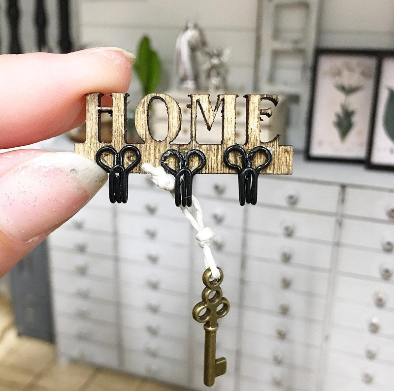 Miniature Farmhouse Home Key Holder & Mini Key
