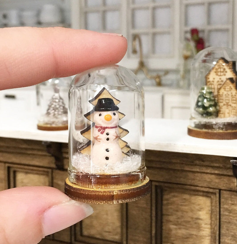 Miniature Christmas Snow Dome white snowman