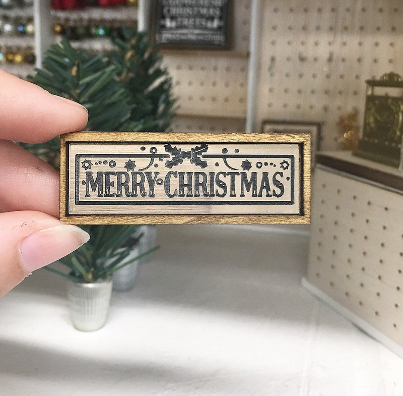 Miniature Merry Christmas Sign Brass