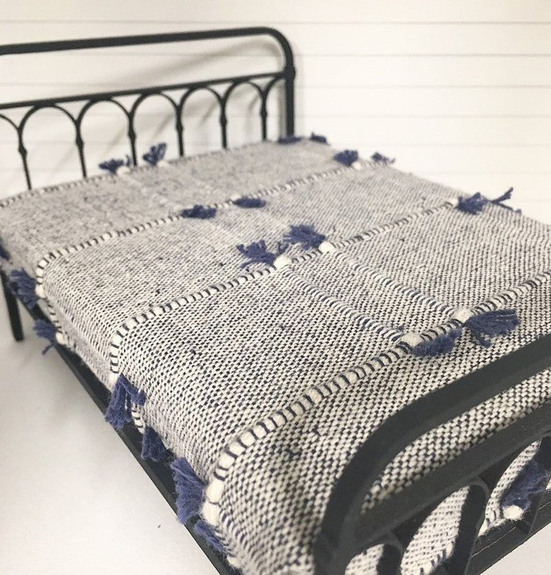 Farmhouse bed linen & Sheet Blue Tassels