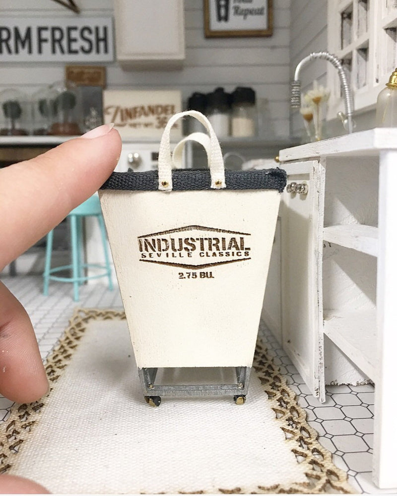 Miniature Industrial Laundry Cart with Wheels