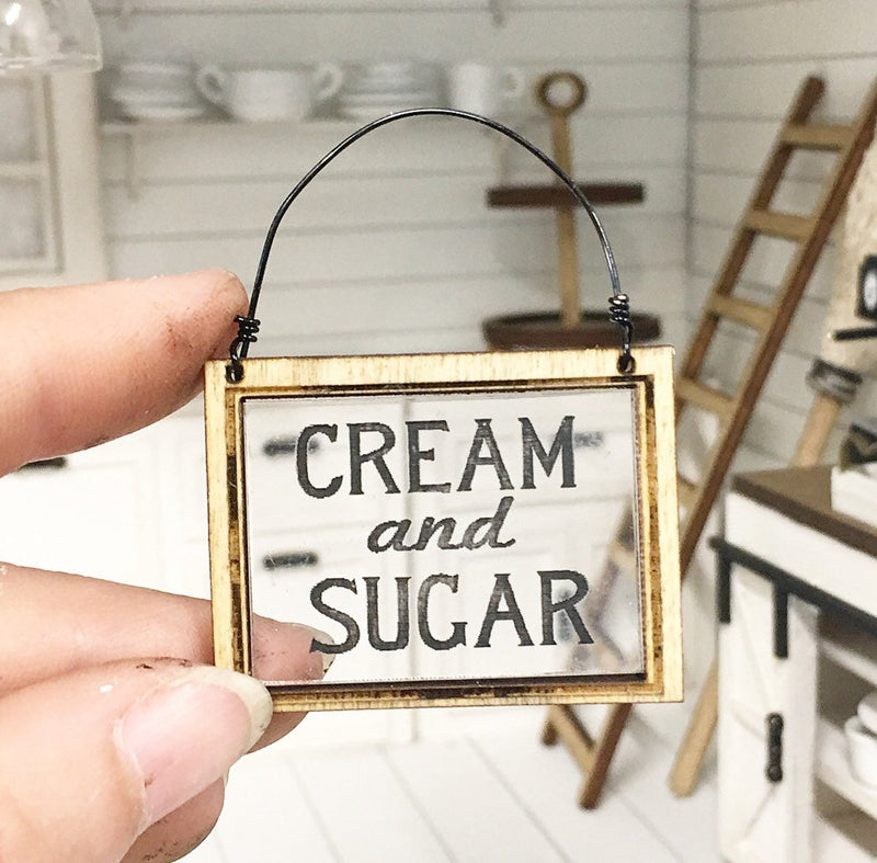 Miniature Farmhouse Cream & Sugar Hanging Sign
