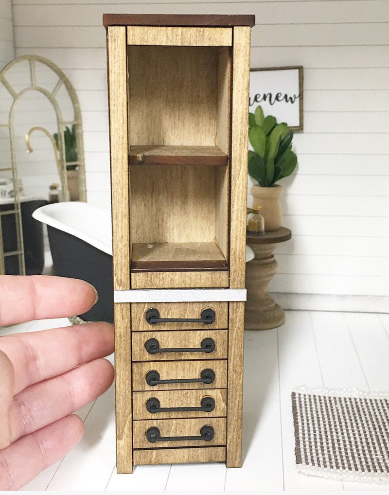 Miniature Farmhouse Bathroom Vanity Cabinet