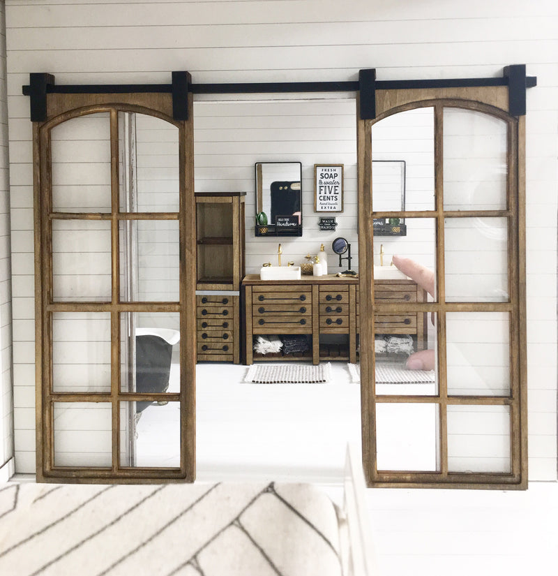 1:12 Scale | Miniature Set of 2 Glass barn doors