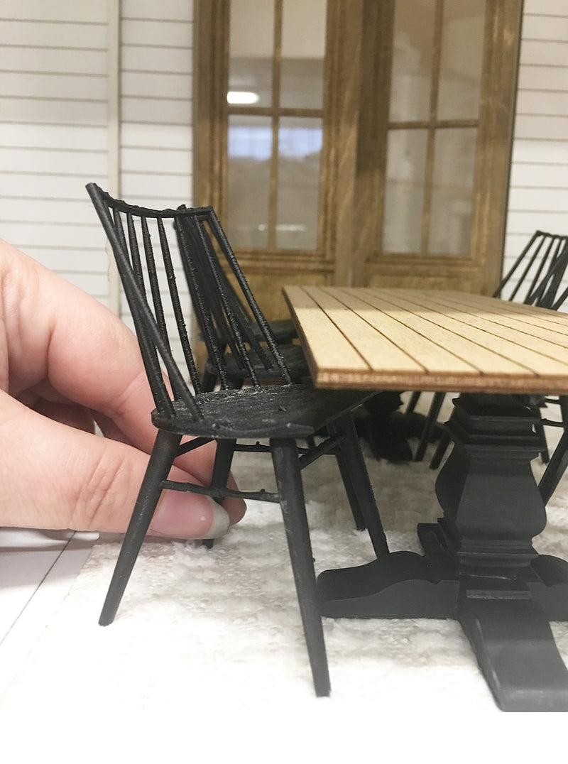 1:12 Scale | Miniature Farmhouse Windsor Chair Black