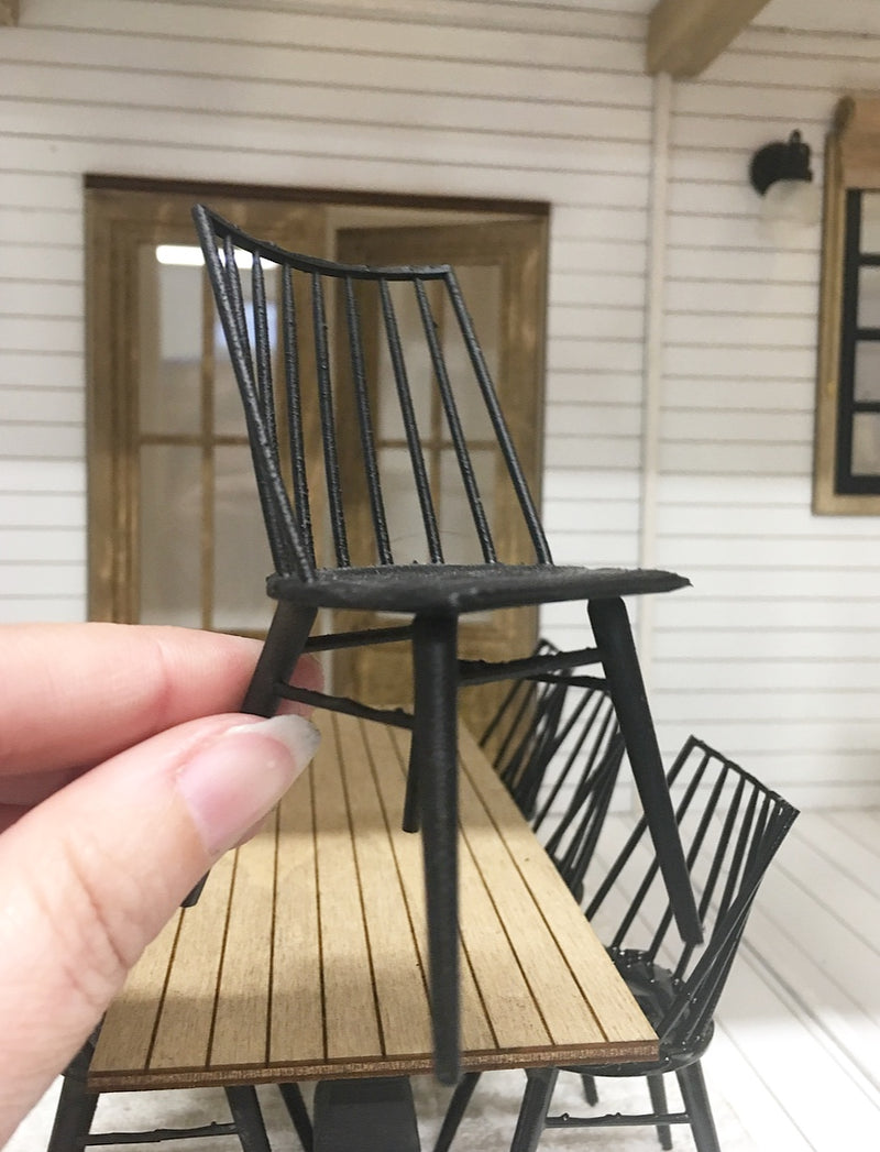 1:12 Scale | Miniature Farmhouse Windsor Chair Black